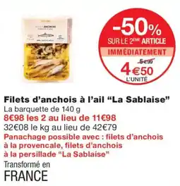 Monoprix La Sablaise Filets d'anchois à l'ail offre
