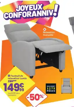 Conforama Lumio Fauteuil de relaxation offre