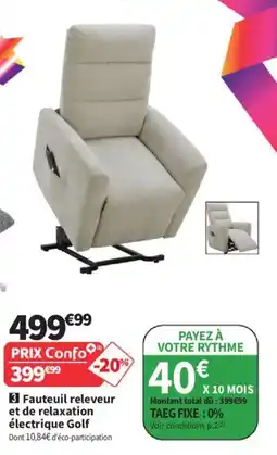 Conforama Golf Fauteuil releveur et de relaxation électrique offre