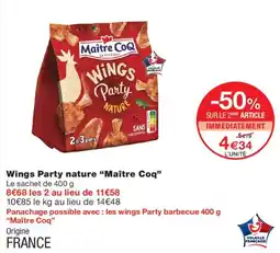 Monoprix Maître Coq Wings Party nature offre
