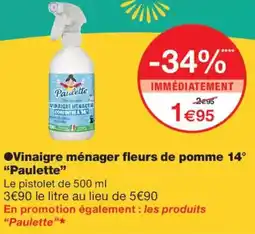 Monoprix Paulette Vinaigre ménager fleurs de pomme 14° offre