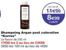 Monoprix Korres Shampoing Argan post coloration offre