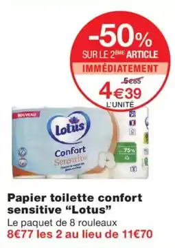 Monoprix Lotus Papier toilette confort sensitive offre