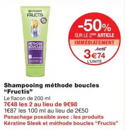 Monoprix Garnier fructis shampooing methode boucles offre