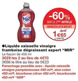 Monoprix MIR Liquide vaisselle vinaigre framboise dégraissant expert offre