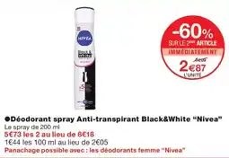 Monoprix NIVEA Déodorant spray Anti-transpirant Black&White offre