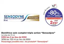 Monoprix Sensodyne Dentifrice soin complet triple action offre