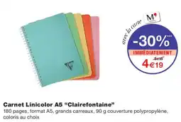 Monoprix Clairefontaine Carnet Linicolor A5 offre