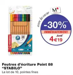 Monoprix STABILO Feutres d'écriture Point 88 offre