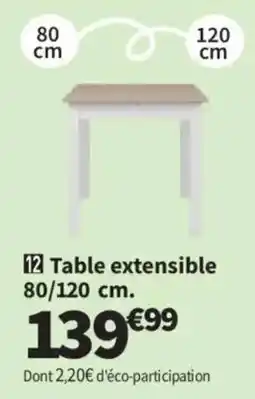 Conforama Table extensible 80/120 cm. offre