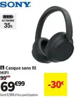 Conforama SONY Casque sans fil HIFI offre