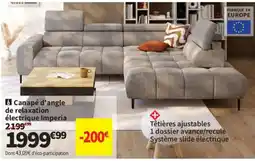 Conforama Imperia Canapé d'angle de relaxation électrique offre