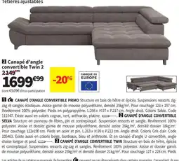 Conforama CANAPÉ D'ANGLE CONVERTIBLE TWIN offre