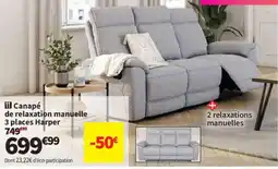 Conforama Harper Canapé de relaxation manuelle 3 places offre