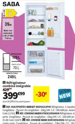Conforama SABA Réfrigérateur combine intégrable offre
