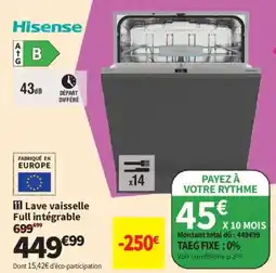 Conforama Hisense Lave vaisselle Full intégrable offre