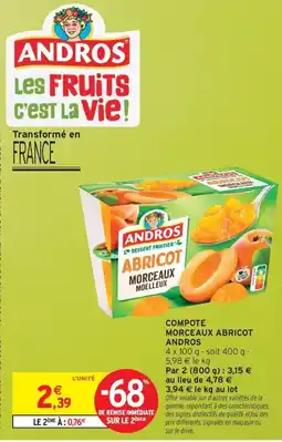 Intermarché Express ANDROS Abricot Morceaux Moelleux offre