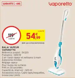Intermarché Hyper Vaporetto Balai vapeur offre