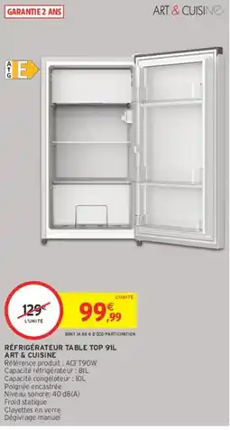 Intermarché Hyper ART & CUISINE RÉFRIGÉRATEUR TABLE TOP 91L offre