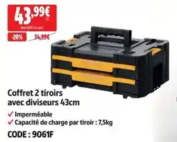 Screwfix Coffret 2 tiroirs avec diviseurs 43cm offre