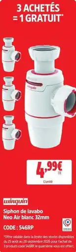 Screwfix Wirquin Siphon de lavabo Neo Air blanc 32mm offre