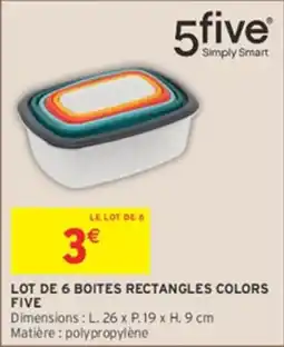 Intermarché Hyper 5five LOT DE 6 BOITES RECTANGLES COLORS offre