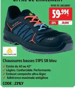 Screwfix DELTA PLUS Chaussures basses S1PS SR bleu offre
