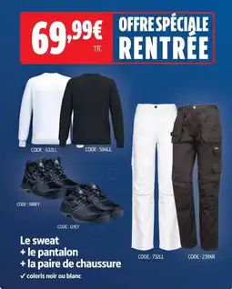 Screwfix Le sweat + le pantalon + la paire de chaussure offre