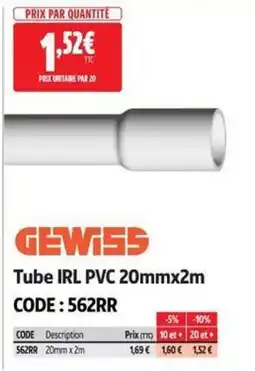 Screwfix GEWISS Tube IRL PVC 20mmx2m offre