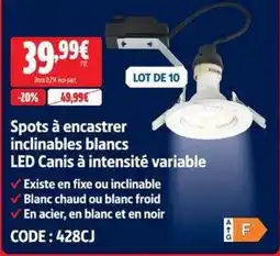 Screwfix Canis Spots à encastrer inclinables blancs LED offre