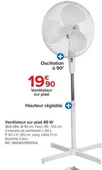Ventilateur sur pied 45 w