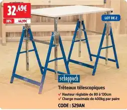 Screwfix scheppach Tréteaux télescopiques offre
