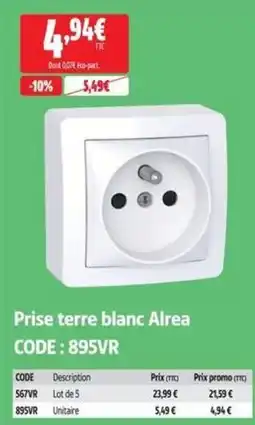 Screwfix Alrea Prise terre blanc offre