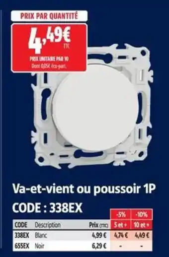 Va-et-vient ou poussoir 1P