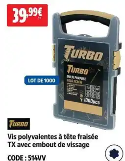Screwfix TURBO Vis polyvalentes à tête fraisée TX offre