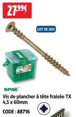Screwfix SPAX Vis de plancher à tête fraisée TX 4,5 x 60mm offre