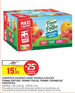 Intermarché Pom'Potes Compotes gourdes sans sucres ajoutés offre