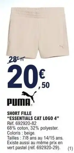 E.Leclerc PUMA SHORT FILLE offre