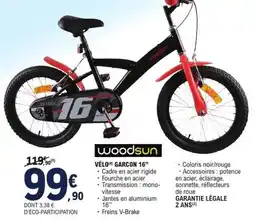 E.Leclerc woodsun VÉLO GARCON 16" offre