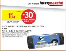 Intermarché Hyper Apta Sacs poubelle lien coulissant offre