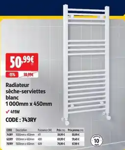 Screwfix Radiateur sèche-serviettes blanc offre