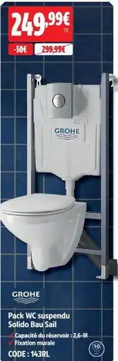 Screwfix GROHE Pack WC suspendu Solido Bau Sail offre