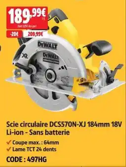 Screwfix DEWALT Scie circulaire DCSS70N-XJ 184mm 18V offre