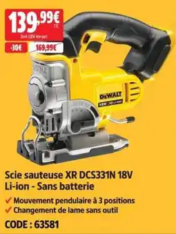 Screwfix DEWALT Scie sauteuse XR DCS331N 18V offre