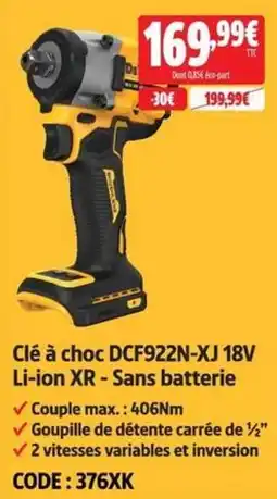 Screwfix DEWALT Clé à choc DCF922N-XJ 18V Li-ion XR - Sans batterie offre