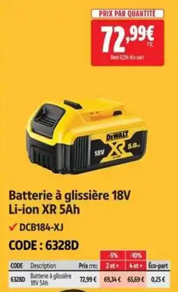Screwfix DEWALT Batterie à glissière 18V offre