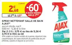 Intermarché Hyper AJAX SPRAY NETTOYANT SALLE DE BAIN offre
