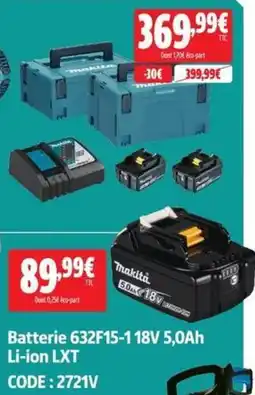 Screwfix Makita Batterie 632F15-1 18V 5,0Ah Li-ion LXT offre