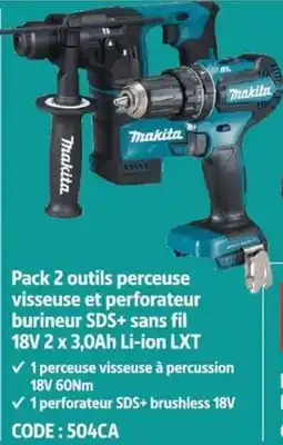 Screwfix Makita Pack 2 outils perceuse visseuse et perforateur burineur SDS+ sans fil offre