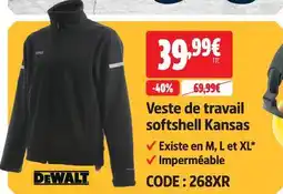 Screwfix Dewalt veste de travail softshell kansas offre